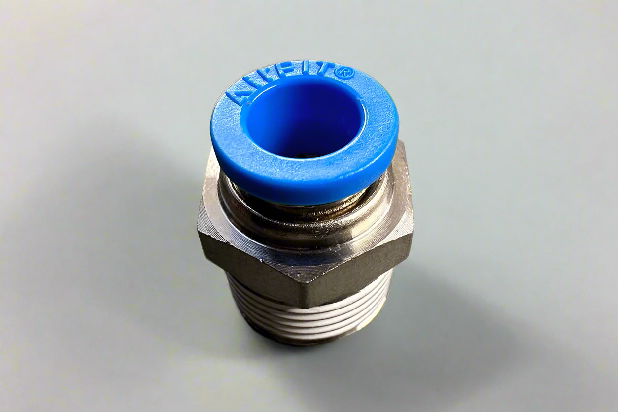 AirFit straight push-to-connect fitting with BSP male thread, designed for quick pneumatic air line installation