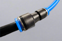 AirFit straight reducer push-in fitting for connecting two pneumatic tubing sizes in air, water, gas, or vacuum systems