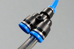 AirFit Y-shaped push-in pneumatic connector for fast branching of air, water, or vacuum lines