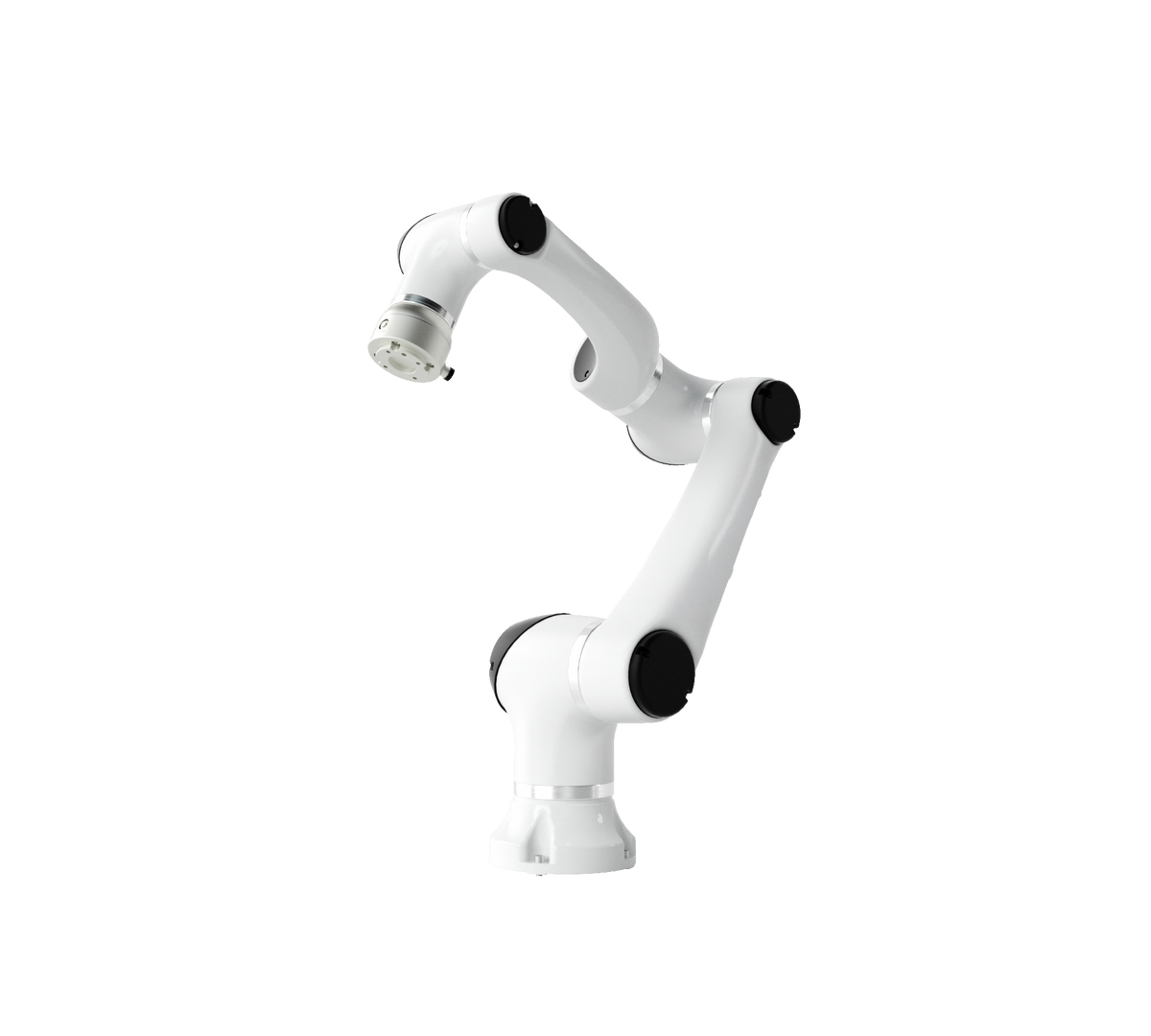 White robotic cobot arm on a white background
