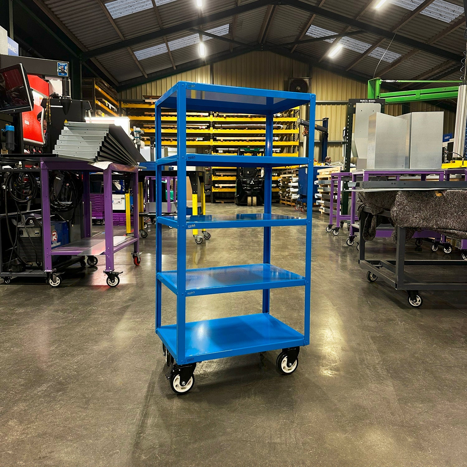 Trolley System Storage Rack Mobile Shelving Unit - 5-Tier Storage Transportable Trolley