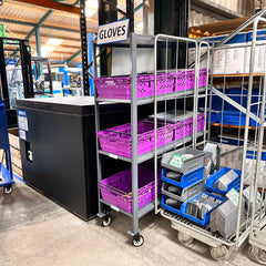 MegaMaxx PRO 600mm x 400mm Bale Arm Crate Storage Trolley Shelving Unit (Back-to-Back Version)