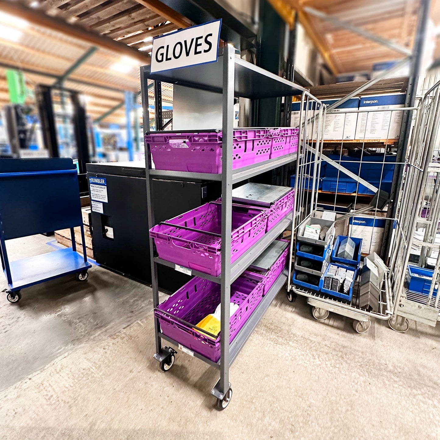 MegaMaxx PRO 600mm x 400mm Bale Arm Crate Storage Trolley Shelving Unit (Back-to-Back Version)