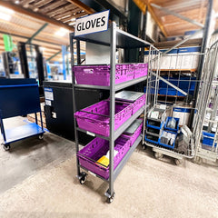 MegaMaxx PRO 600mm x 400mm Bale Arm Crate Storage Trolley Shelving Unit (Back-to-Back Version)