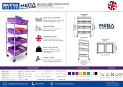 MegaMaxx PRO - Bale Arm Crate Trolley Shelving Unit (Side-By-Side Layout)