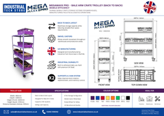 MegaMaxx PRO - Bale Arm Crate Trolley Shelving Unit (Back-to-Back Layout)