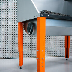 Plasma cutting table with extraction port on a white background