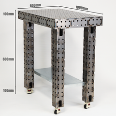 Nukeson FORGE Welding Table 1000x600mm on white background with Dimensions