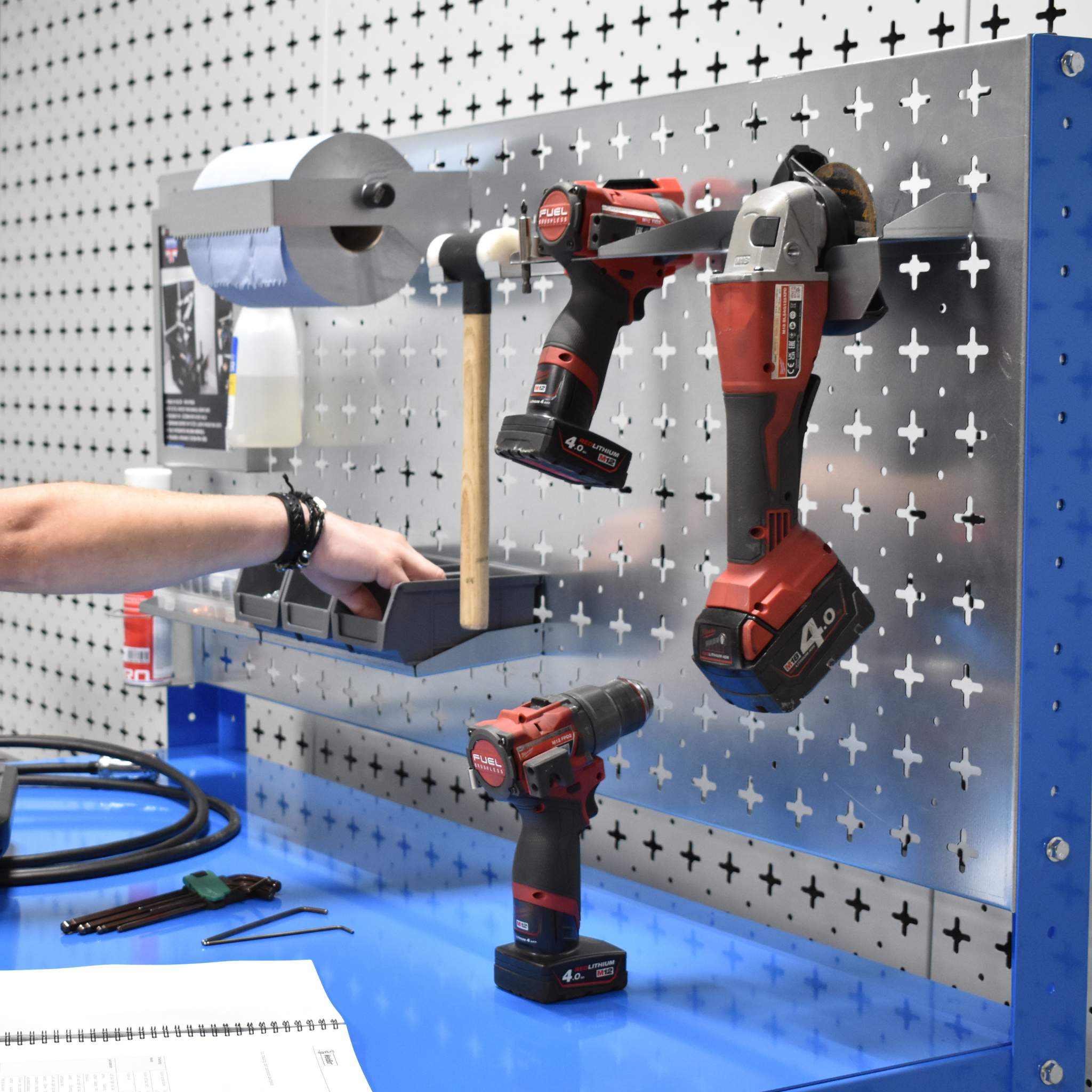 Tool wall organizer workbench