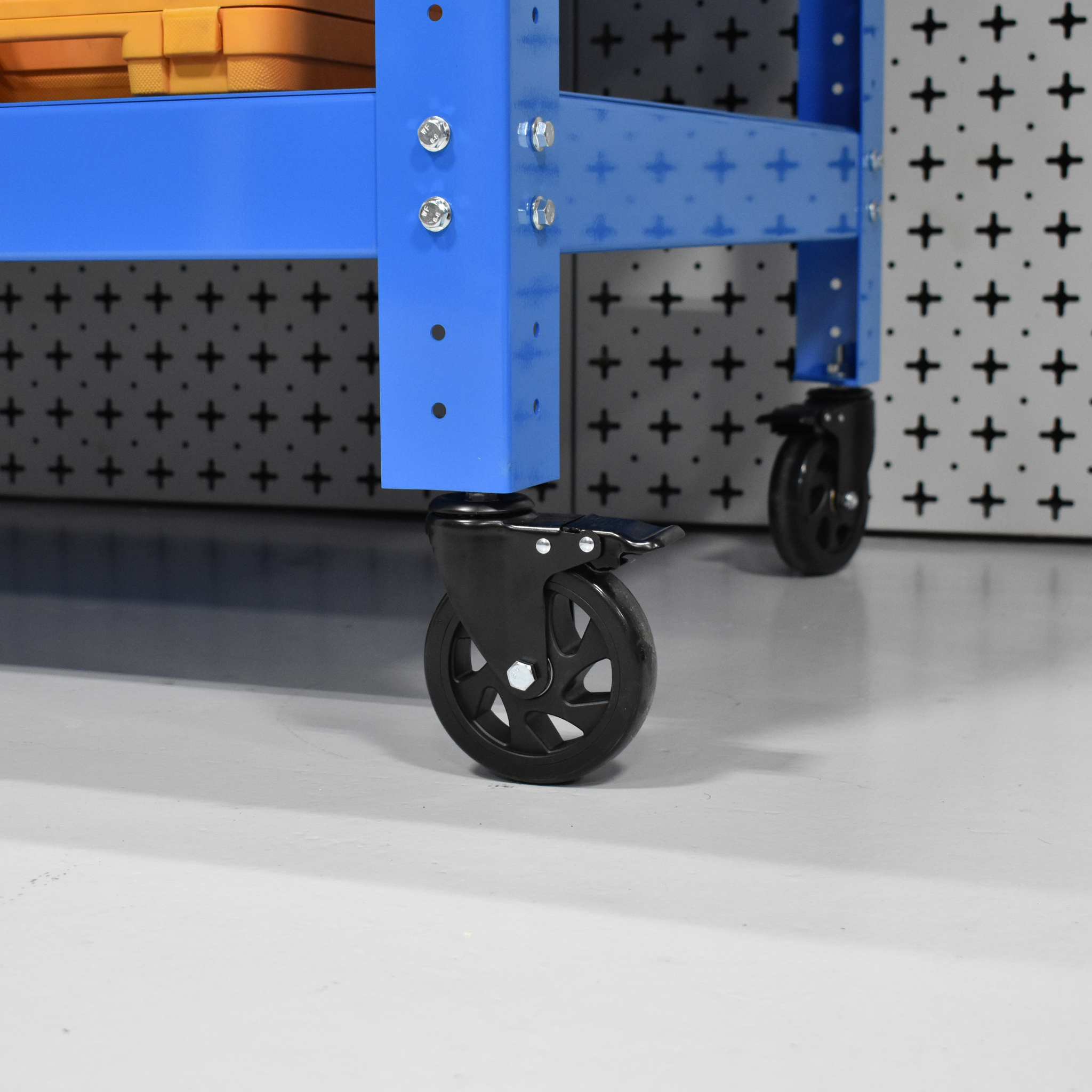 Metal Industrial Pegboard Mobile Workbench castor