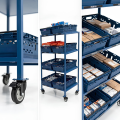 MegaMaxx PRO - Bale Arm Crate Trolley Shelving Unit (Side-By-Side Layout)