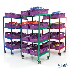 MegaMaxx PRO - Bale Arm Crate Trolley Shelving Unit (Side-By-Side Layout)