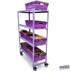 MegaMaxx PRO - Bale Arm Crate Trolley Shelving Unit (Back-to-Back Layout)