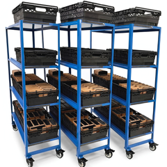 MegaMaxx PRO - Bale Arm Crate Trolley Shelving Unit (Back-to-Back Layout)