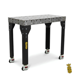 Welding table with black legs in a white background